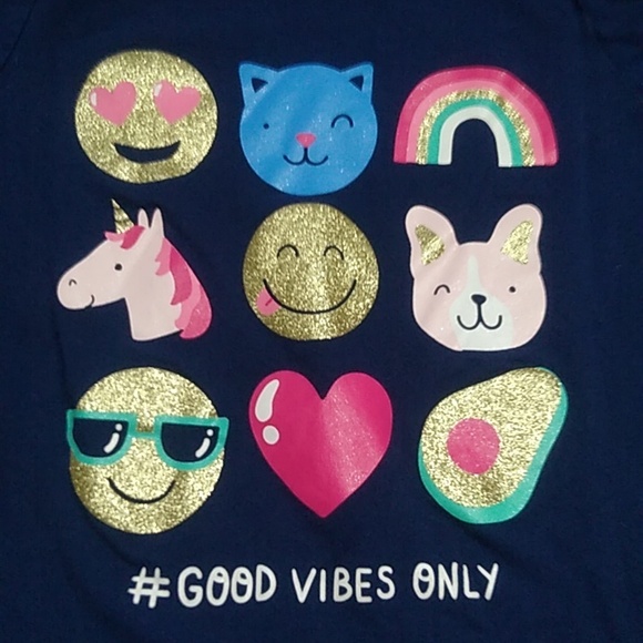 🩷 Carter's Girls Cold Shoulder Long Sleeve #Good Vibes Size 10/12 - Picture 2 of 5